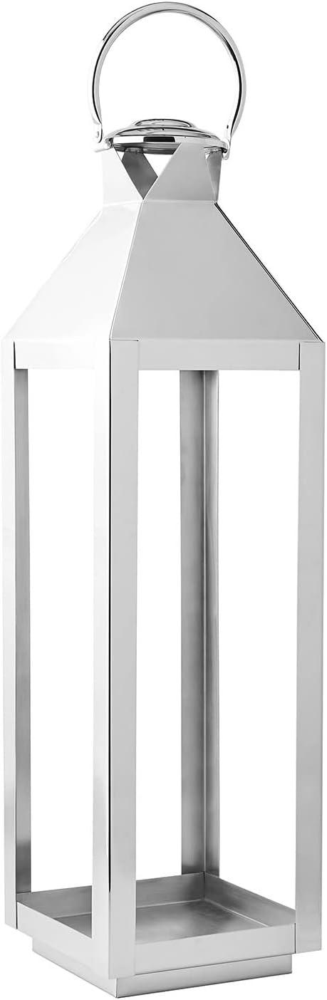 Elegant 28" Silver Stainless Steel Tapered Lantern