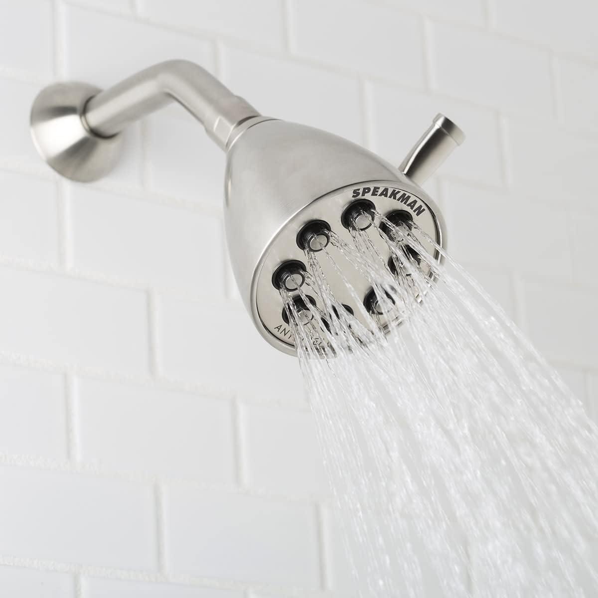 Brushed Nickel Adjustable Solid Brass Wall Mounted Shower Head