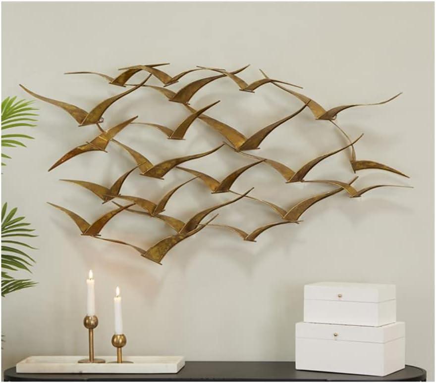 Urban Designs Handcrafted Flock of Birds Metal Wall Art - Gold