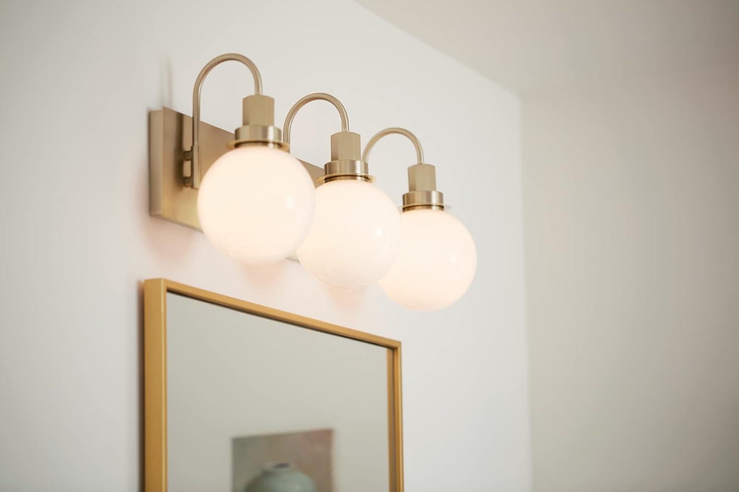 Champagne Bronze 3-Light Vanity with Opal Glass Shades