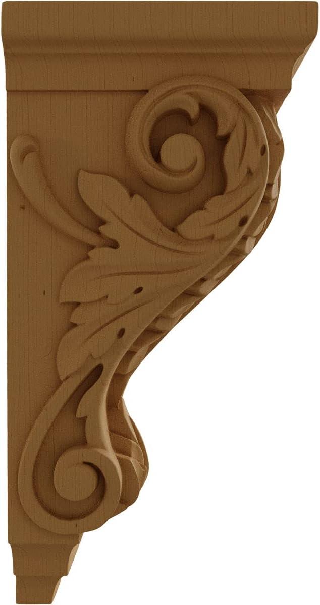 Large Acanthus Alder Wood Corbel 5"W x 7"D x 14"H