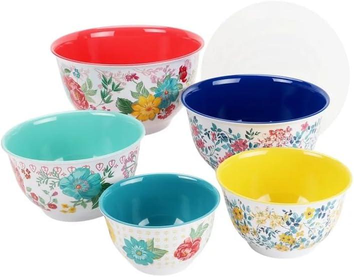 Fancy Flourish 10-Piece Melamine Mixing Bowl Set with Lids