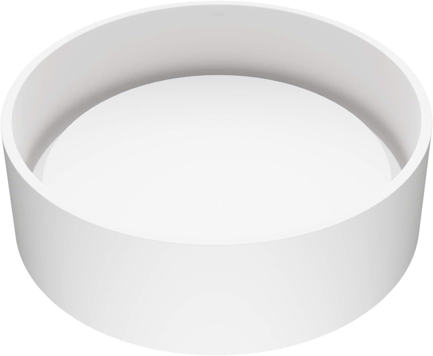 White Matte Stone Round Vessel Bathroom Sink