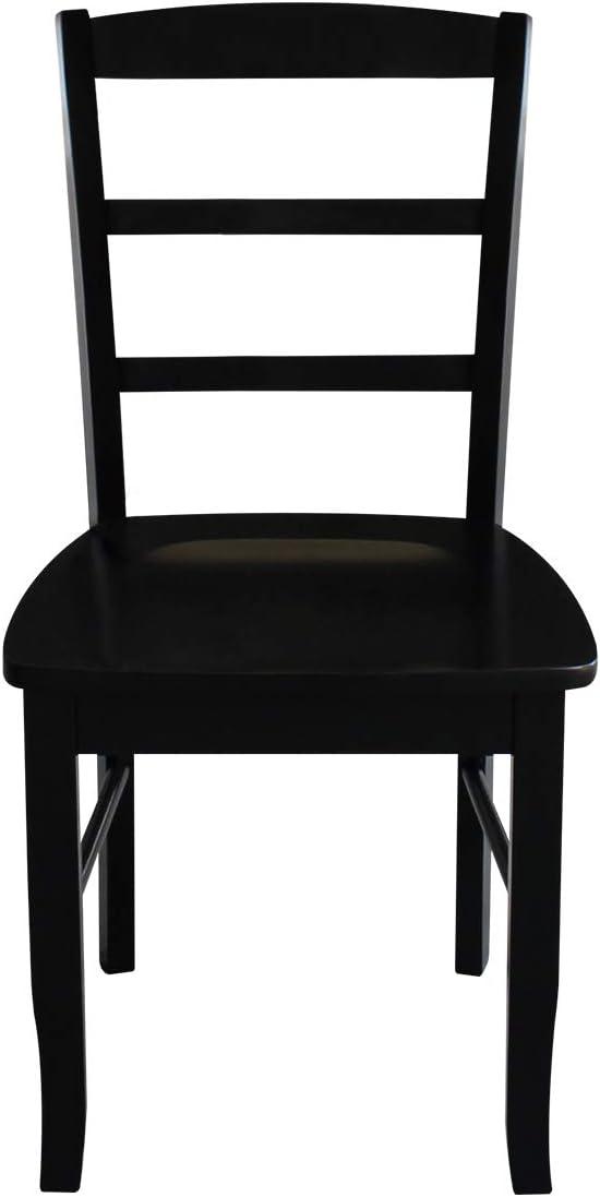 Elegant Black Solid Wood Ladderback Side Chair Set