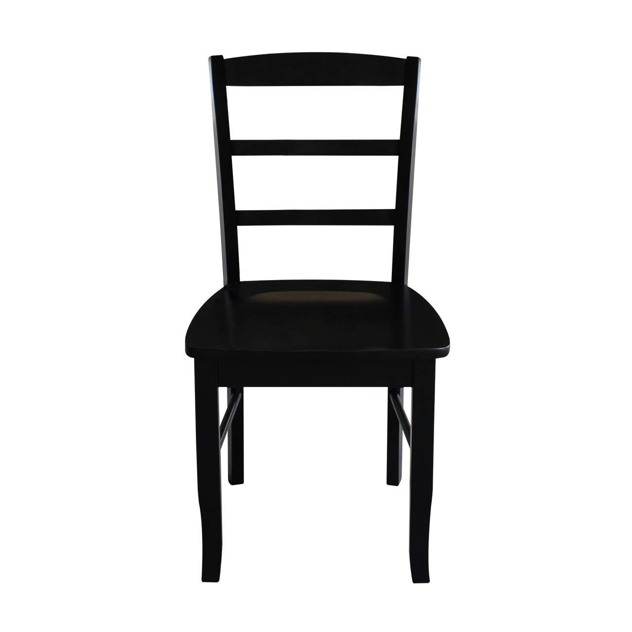 Set of 2 Madrid Ladderback Chairs Black - International Concepts: Solid Wood, Armless, Transitional Style