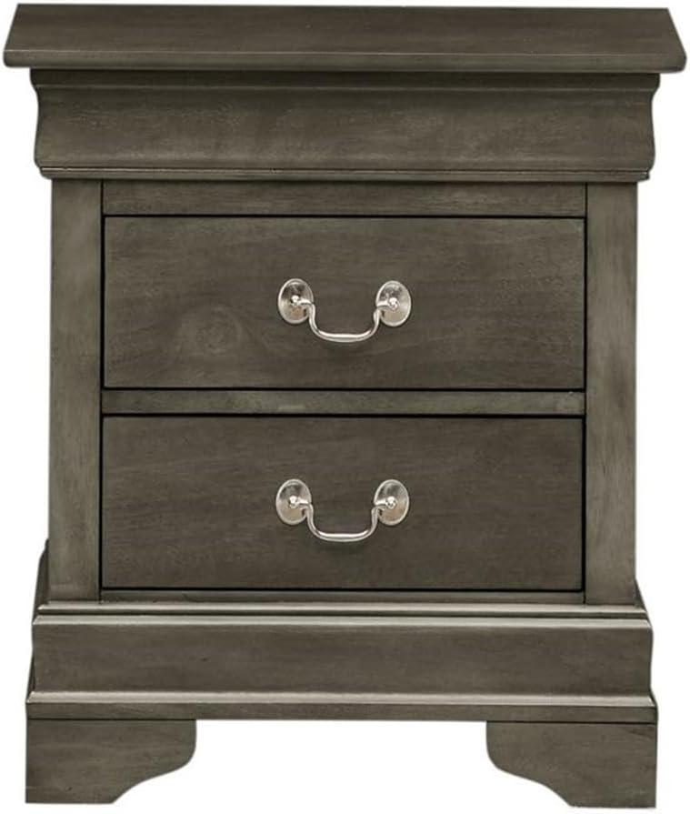 Glory Furniture Louis Phillipe 2 Drawer Nightstand in Gray