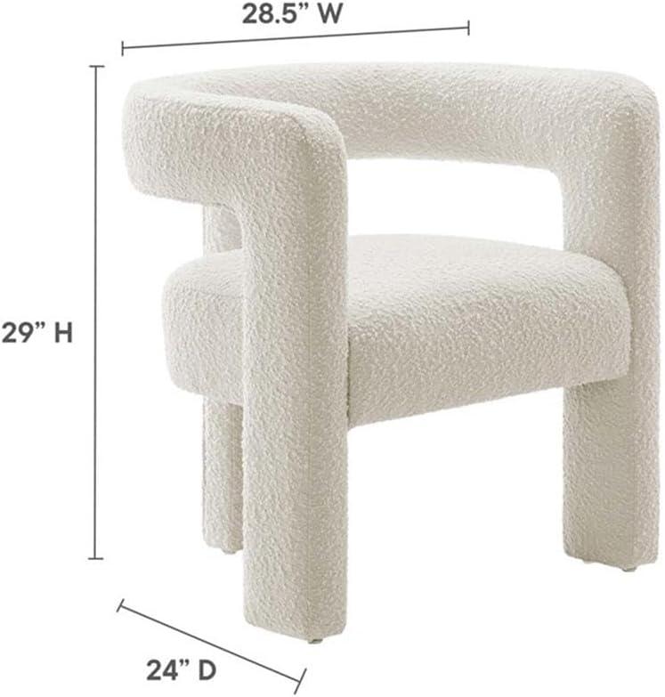 Modway Kayla Upholstered Modern Boucle Fabric Armchair in Ivory