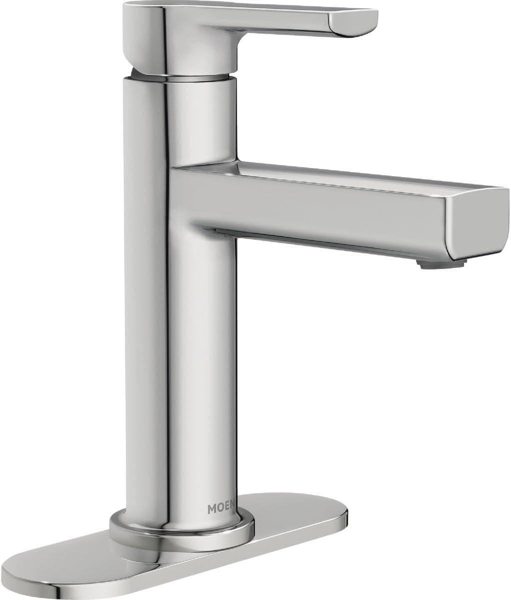 Moen Rinza 84627 Cromo 1 Mango Simple Agujero Waterense Baño Fregadero Grifo con Desage con Placa de Cubierta