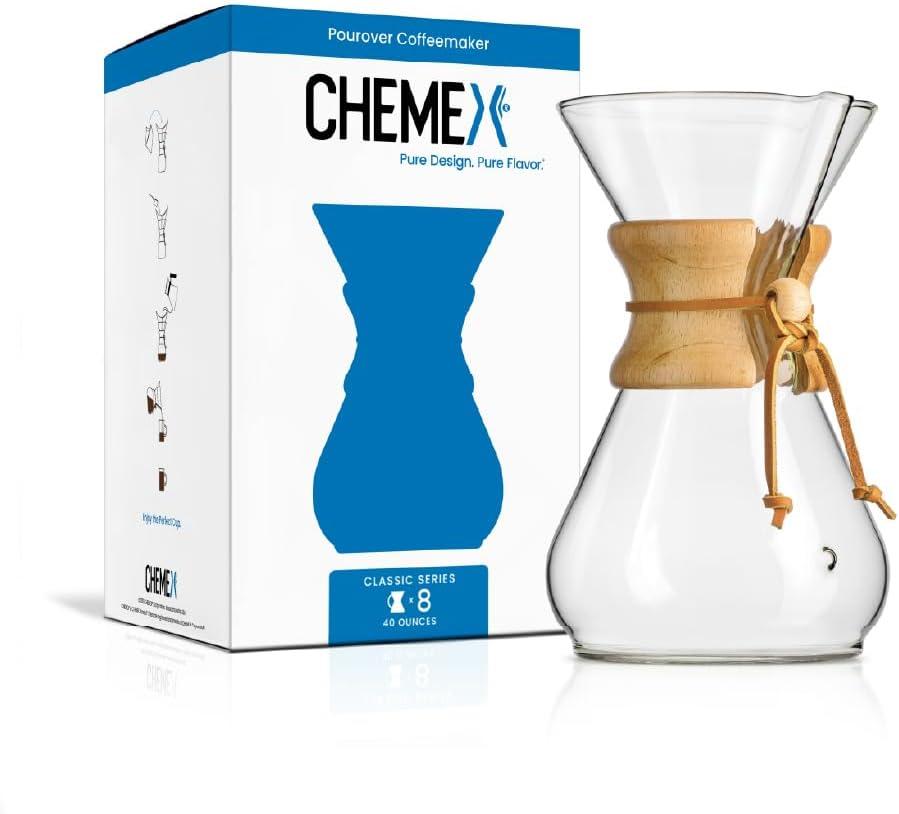 Chemex ® 8-Cup Glass Pour-Over Coffee Maker with Natural Wood Collar