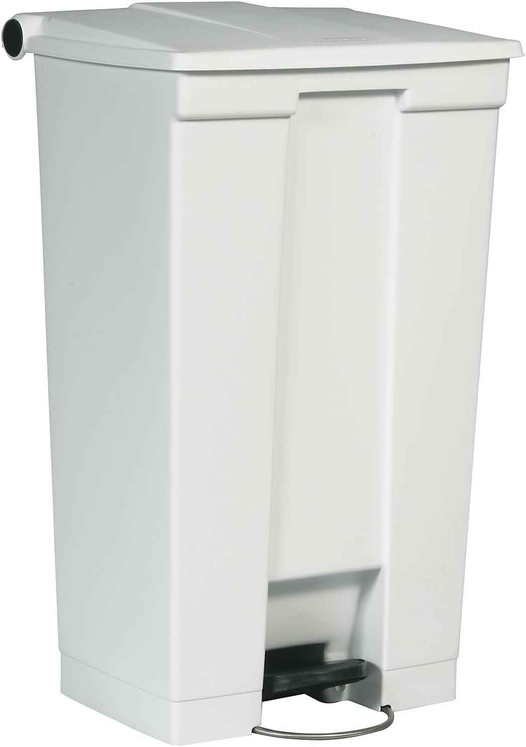 White 23-Gallon Plastic Step-On Trash Can for Commercial Use