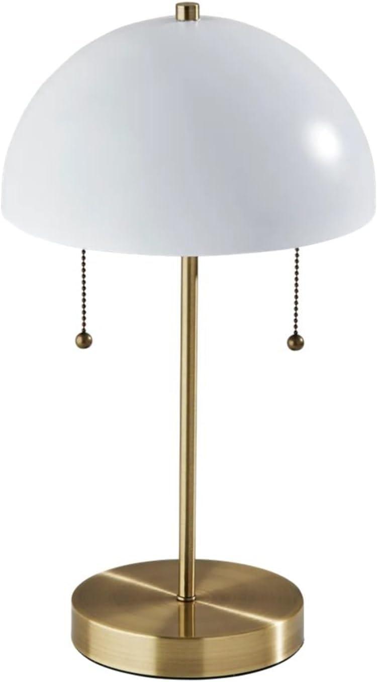 Adesso Bowie Table Lamp, Antique Brass & White, Electronic, Painted White Metal Shade