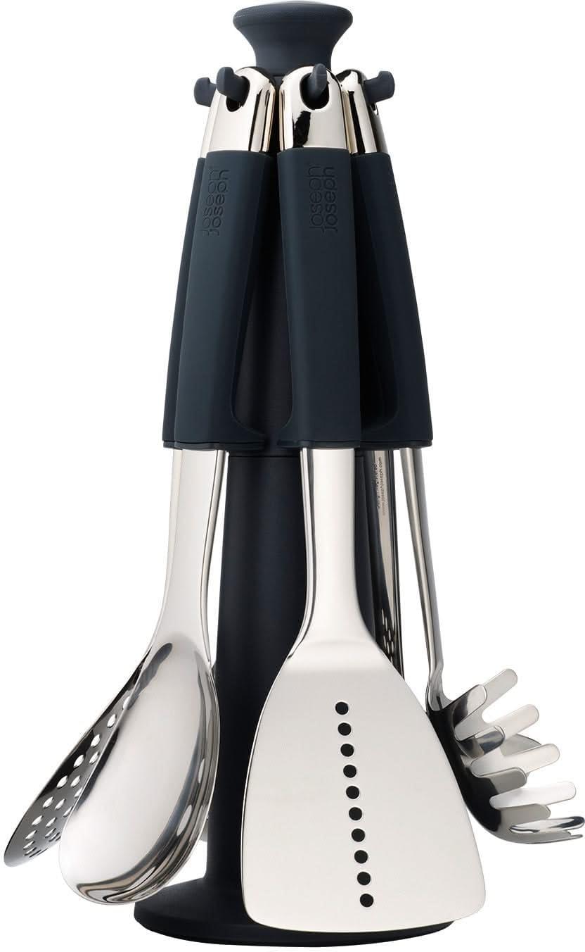Joseph Joseph 6pc Stainless Steel 100 Collection Rotating Kitchen Utensil Set: Cooking Utensils & Spatula Set, Dishwasher-Safe