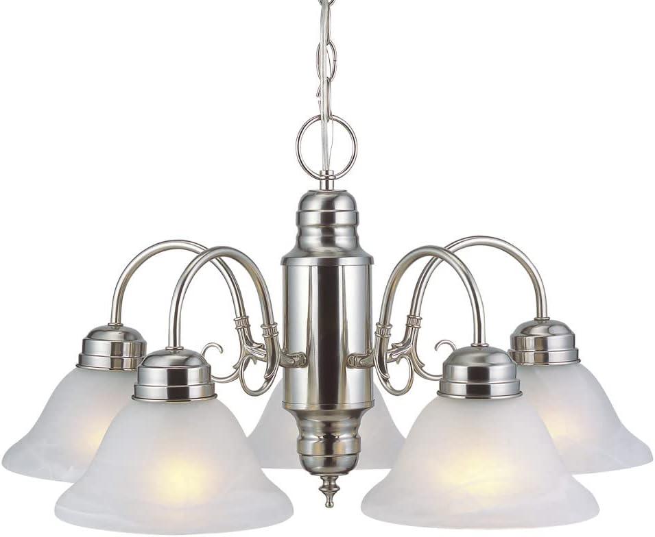 Satin Nickel 5-Light Chandelier with Alabaster Glass Shades