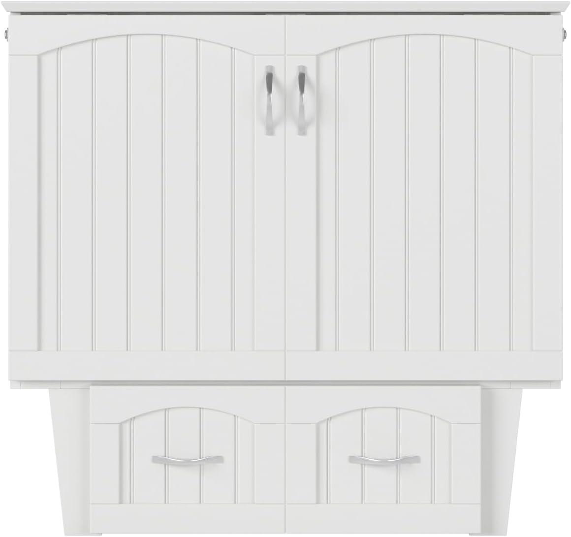 Nantucket Murphy Bed Chest Twin in White with Charging Station & Coolsoft Mattress