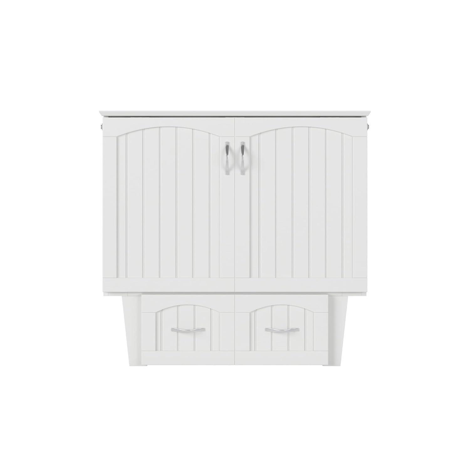 Nantucket Murphy Bed Chest Twin in White with Charging Station & Coolsoft Mattress