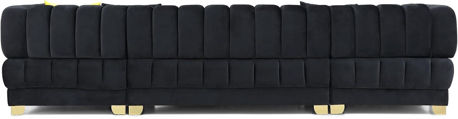 Better Home Products Marigold U-Shaped Velvet Sectional Sofa in Black