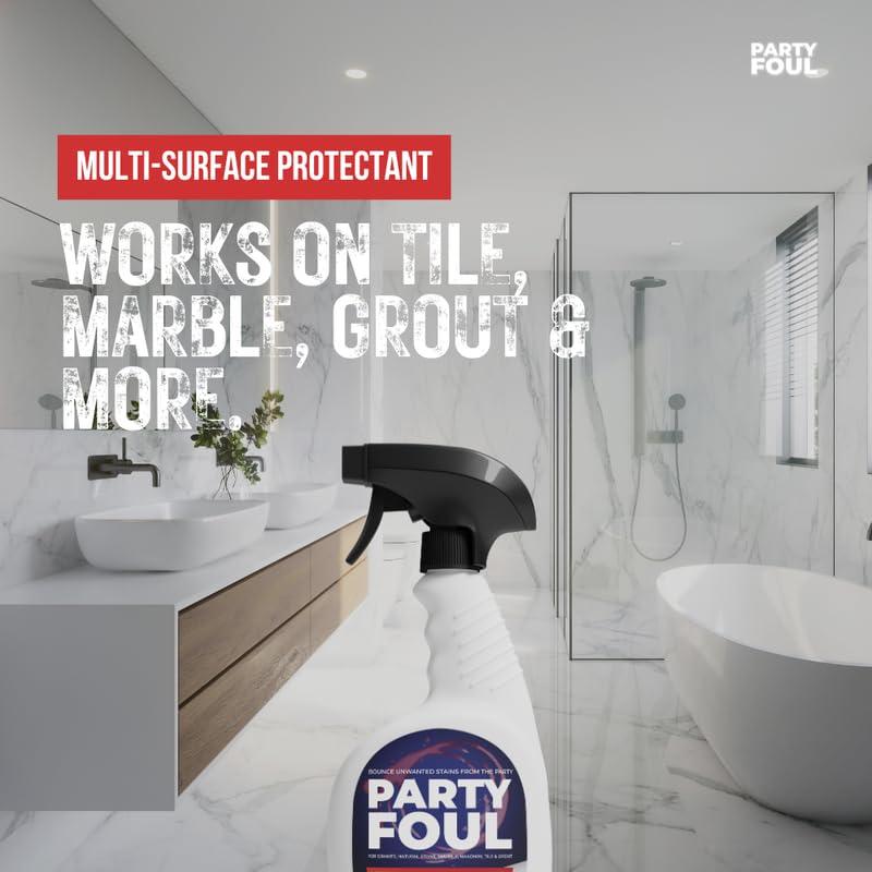 Party Foul Impregnator Deep Penetrating Indoor & Outdoor Sealer - PFAS-Free, Eco-Friendly Protection Floors, Counters, Showers, - Long-Lasting Durability, Crystal Clear Finish - 16 oz