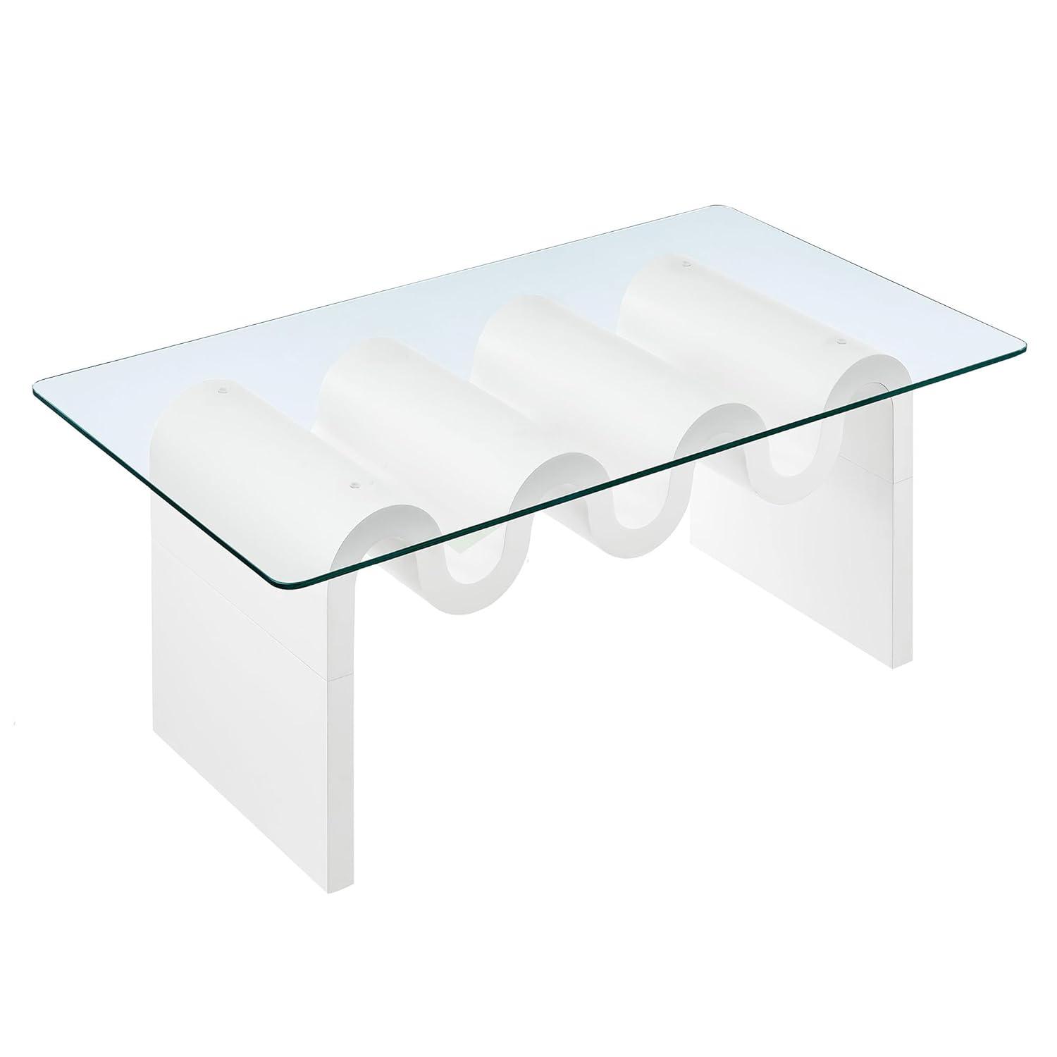 Modway Ondine Glass Top Coffee Table In Spiced Apple