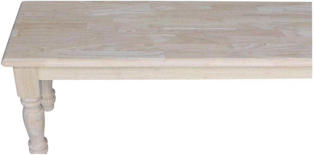 Farmhouse Bench - Unfinished - International Concepts: Hardwood Rectangular Seat for Dining & Bedroom, Seats 2
