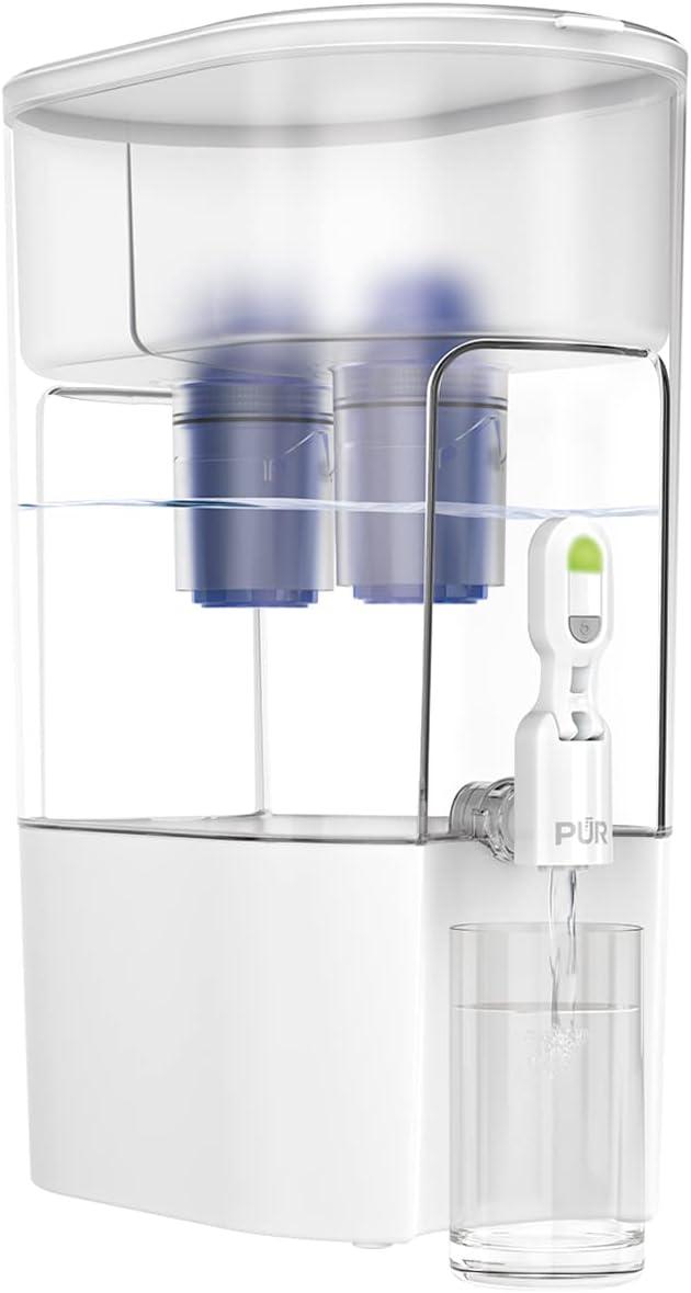 PUR 44 Cup XL Dispenser Filtration System with 2 Filters, W 12.5" x H 17" x L 7.7", White, PDI4000Z