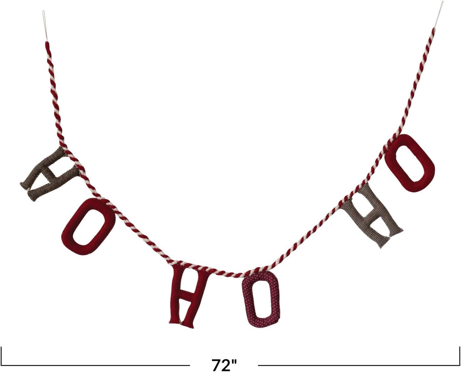 Creative Co-Op Handmade Wool Felt Ho Ho Ho Garland, Multicolor