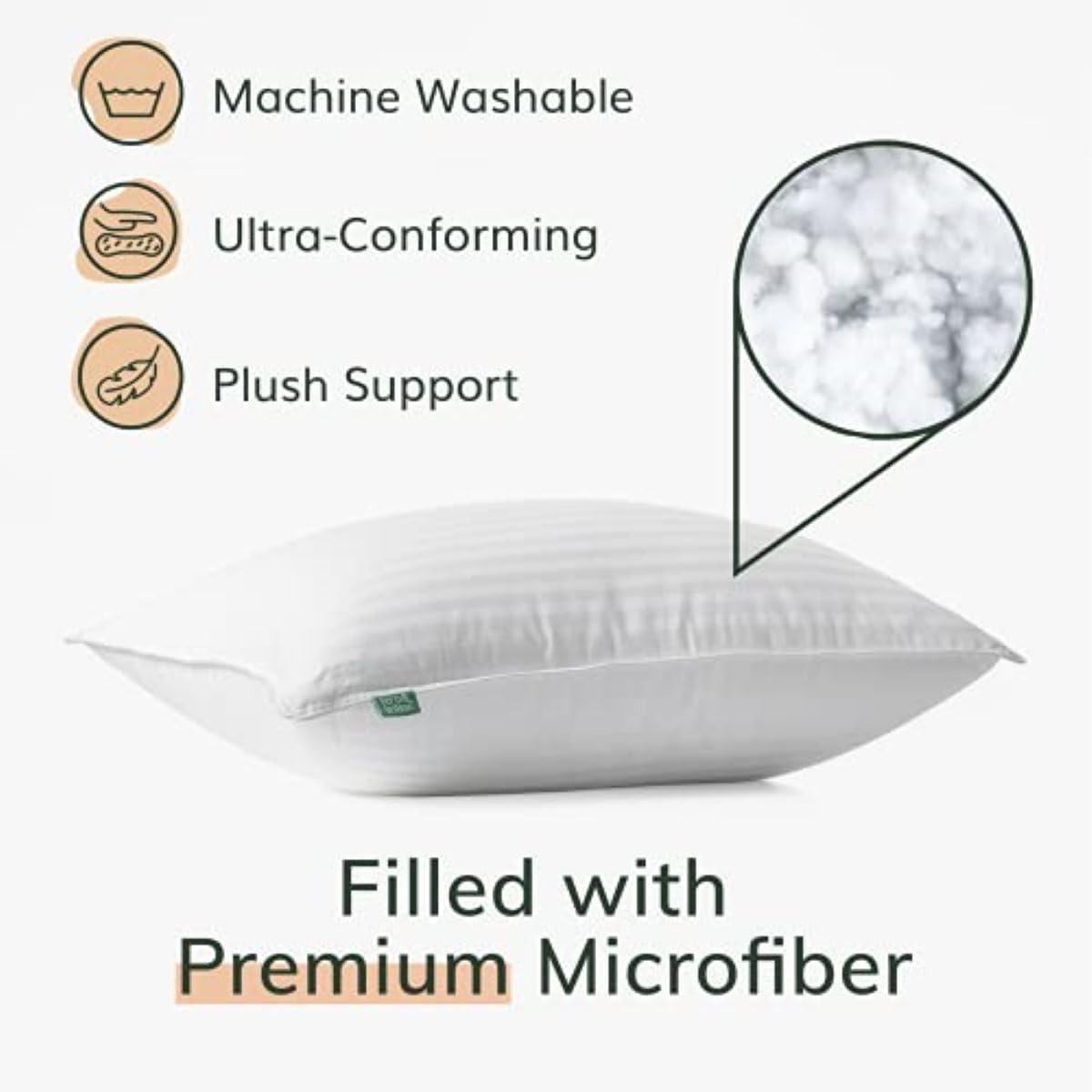 King Size White Hypoallergenic Down Alternative Pillows - Set of 2