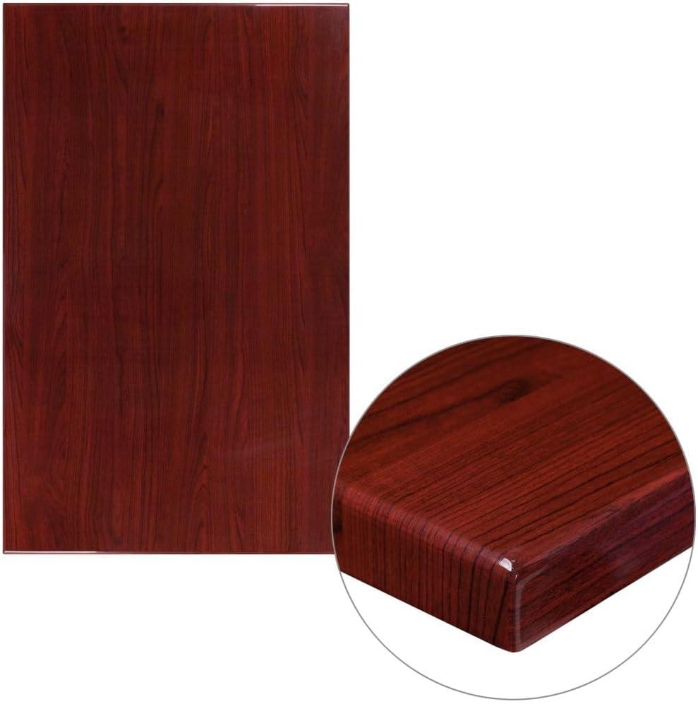 Flash Furniture 30" x 48" Rectangular High-Gloss Mahogany Resin Table Top with 2" Thick Edge