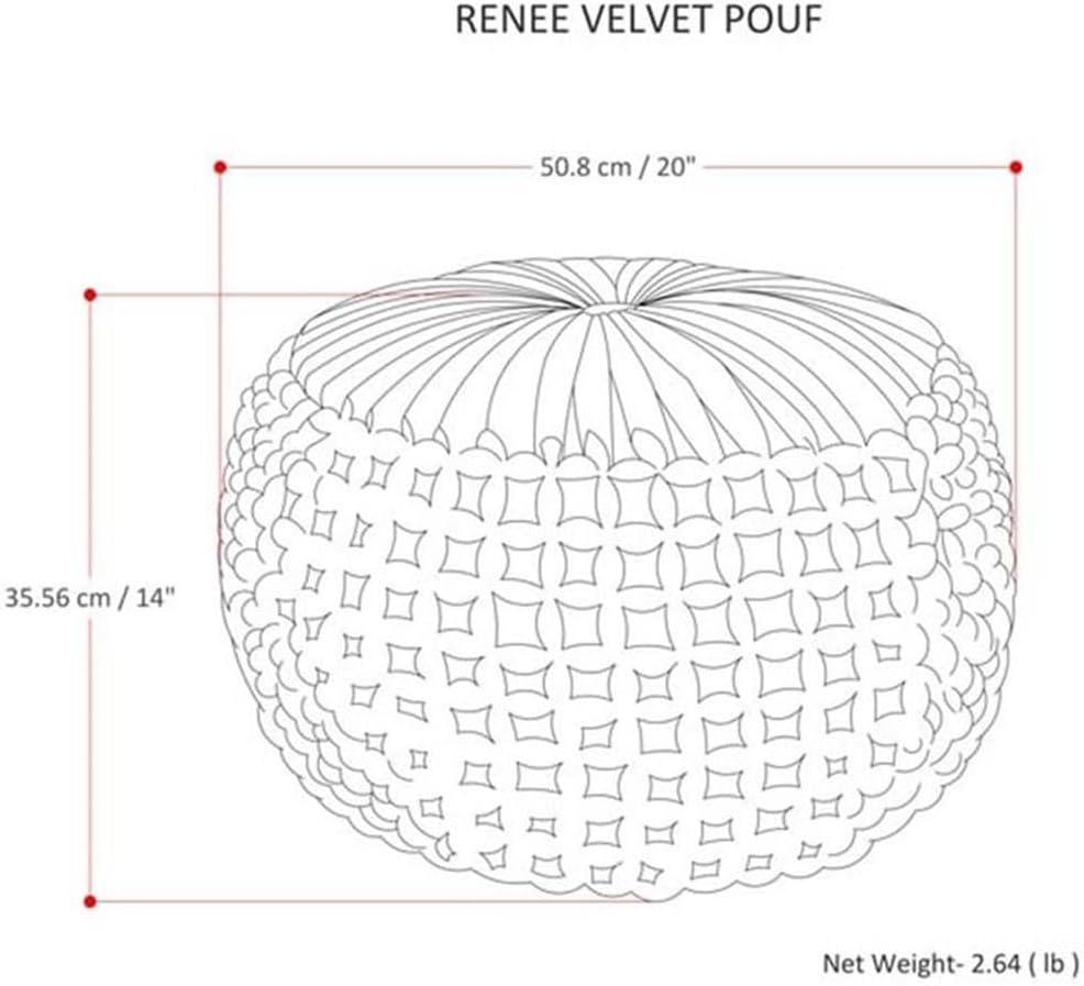 Simpli Home Renee 20"W Round Button-Tufted Velvet Pouf