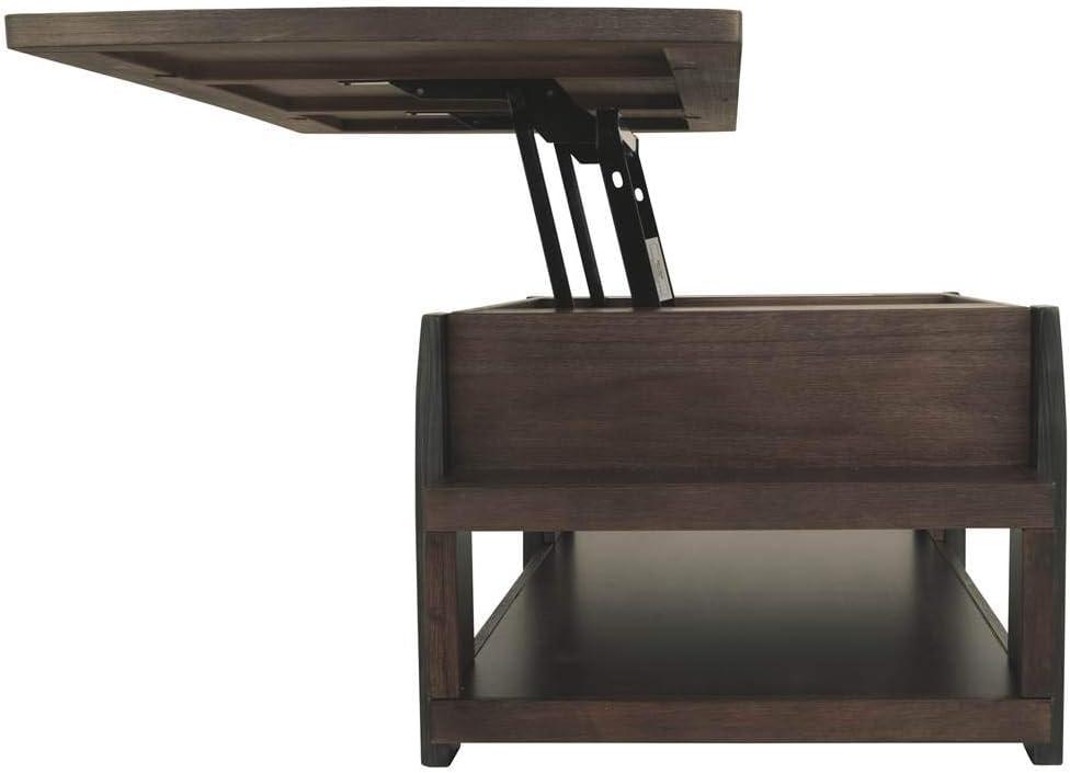 Vailbry Lift Top Cocktail Table Brown - Signature Design by Ashley: UPC 024052498875, Open Shelf, Faux Metal Legs