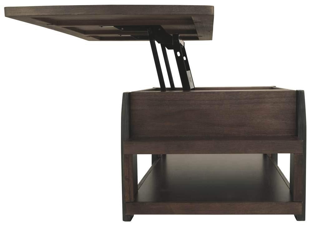 Vailbry Lift Top Cocktail Table Brown - Signature Design by Ashley: UPC 024052498875, Open Shelf, Faux Metal Legs