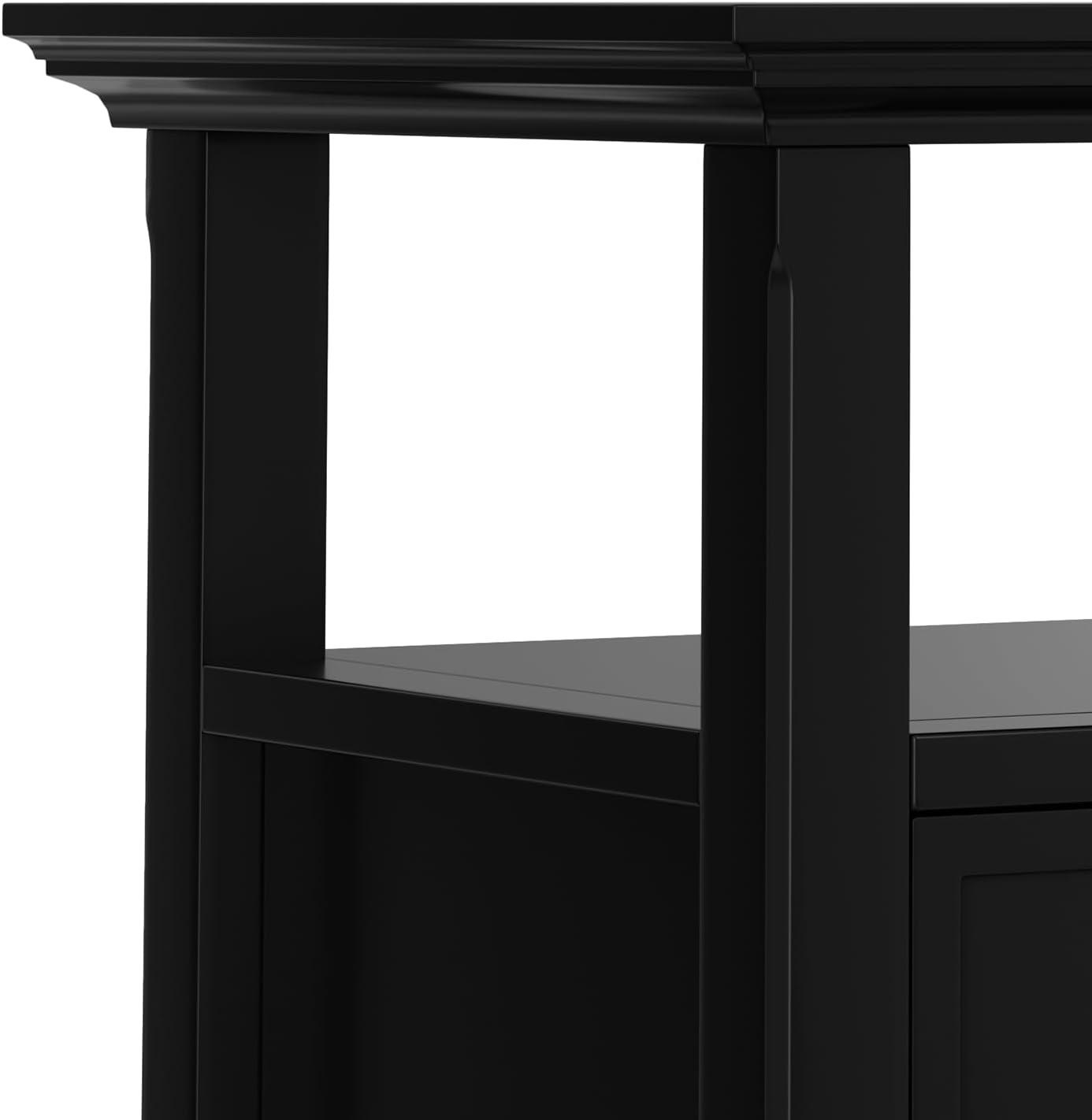Simpli Home Acadian Solid Wood Transitional End Table with Drawer and Open Shelf