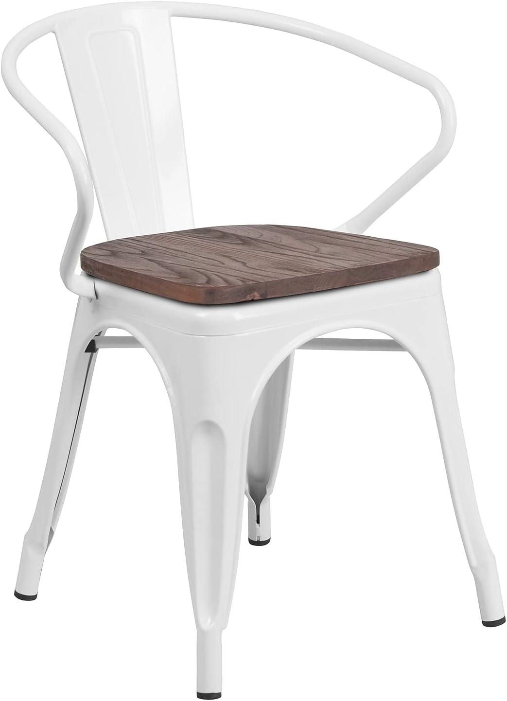 Flash Furniture Metal Chair with Wood Seat and Arms