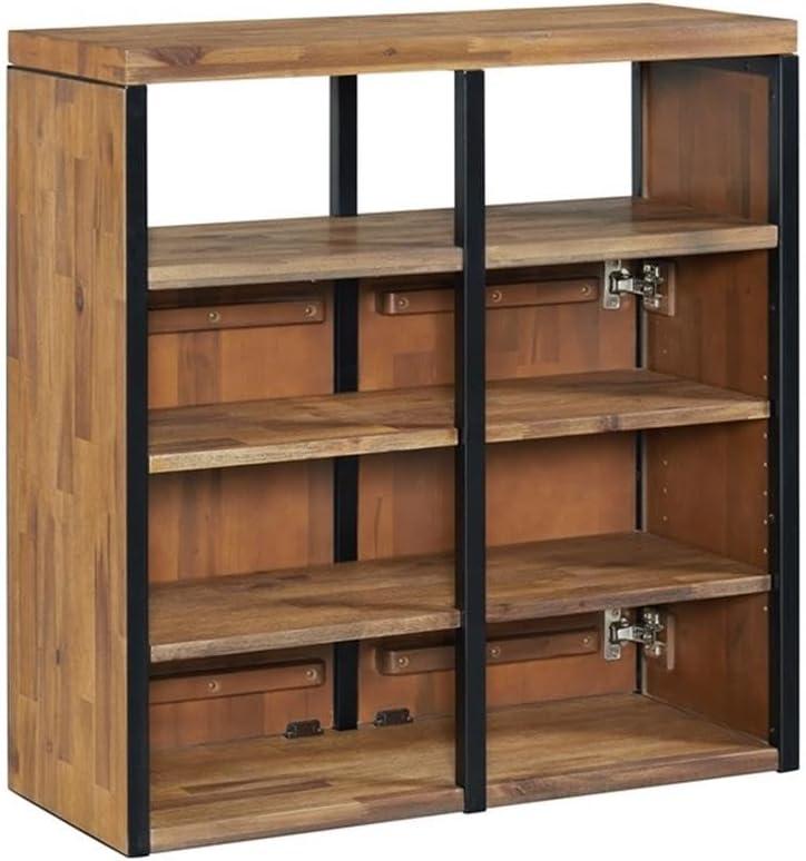 Alaterre Lloyd 31" Wide Rustic Industrial Metal Frame Shoe Storage Cabinet