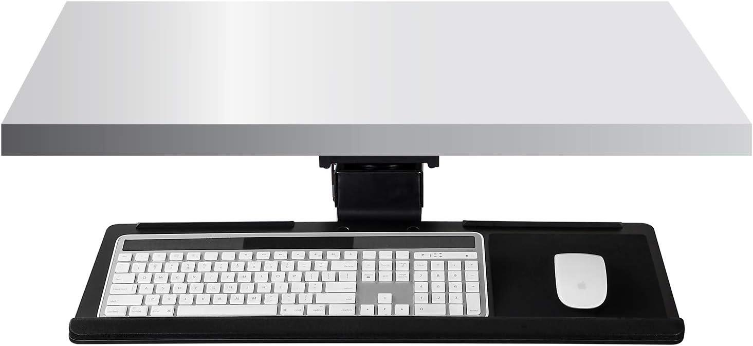 Mount-it Mount-It! Under Desk Keyboard Tray and Mouse Platform with Gel Wrist Pad, 17 inch Space Saving Track