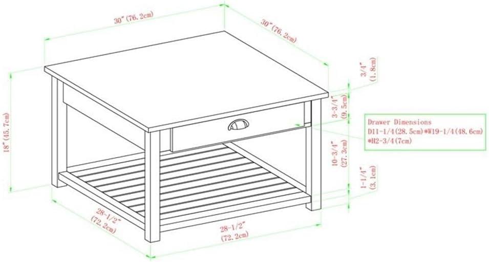 30" Square Country Coffee Table - Grey Wash