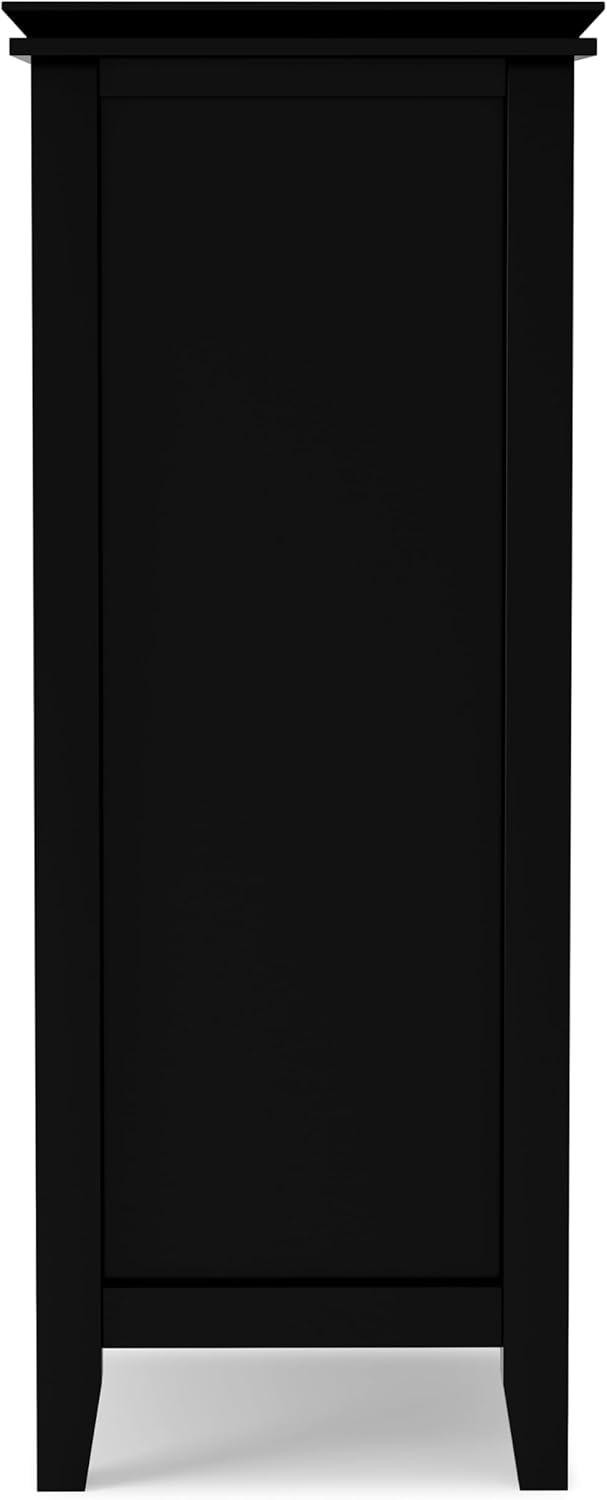 Simpli Home Artisan 38"W Solid Wood 4-Shelf Medium Storage Cabinet with Glass Doors and Adjustable Shelves