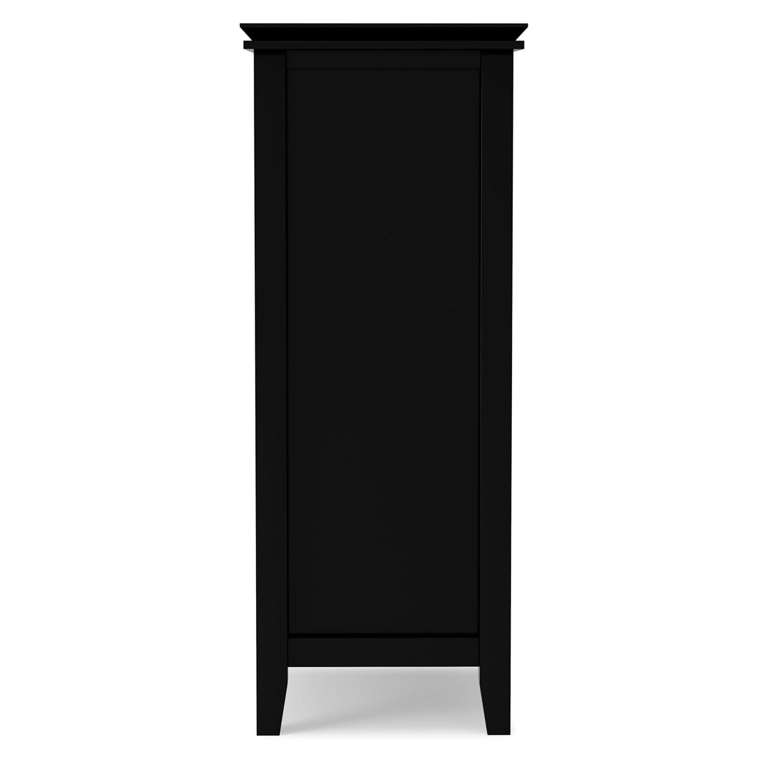 Simpli Home Artisan 38"W Solid Wood 4-Shelf Medium Storage Cabinet with Glass Doors and Adjustable Shelves