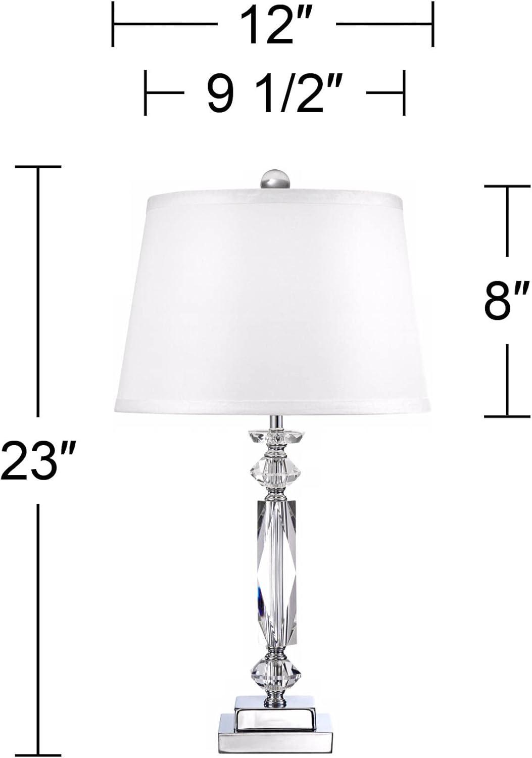 Vienna Full Spectrum Modern Luxury Accent Table Lamp 23" High Clear Crystal Column White Tapered Drum Shade for Living Room Bedroom Bedside Office