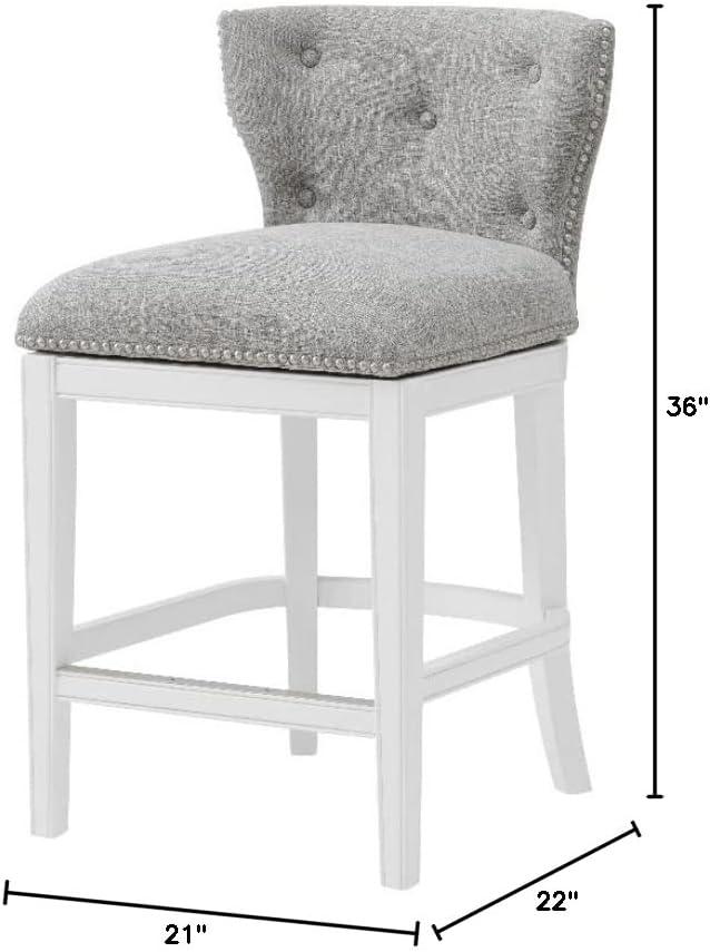 Miranda Swivel Counter Height Barstool White - Alaterre Furniture: 36in, Upholstered, Rubberwood Frame