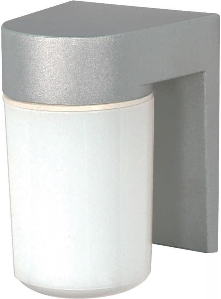 8" Satin Aluminum Outdoor Wall Sconce with White Glass