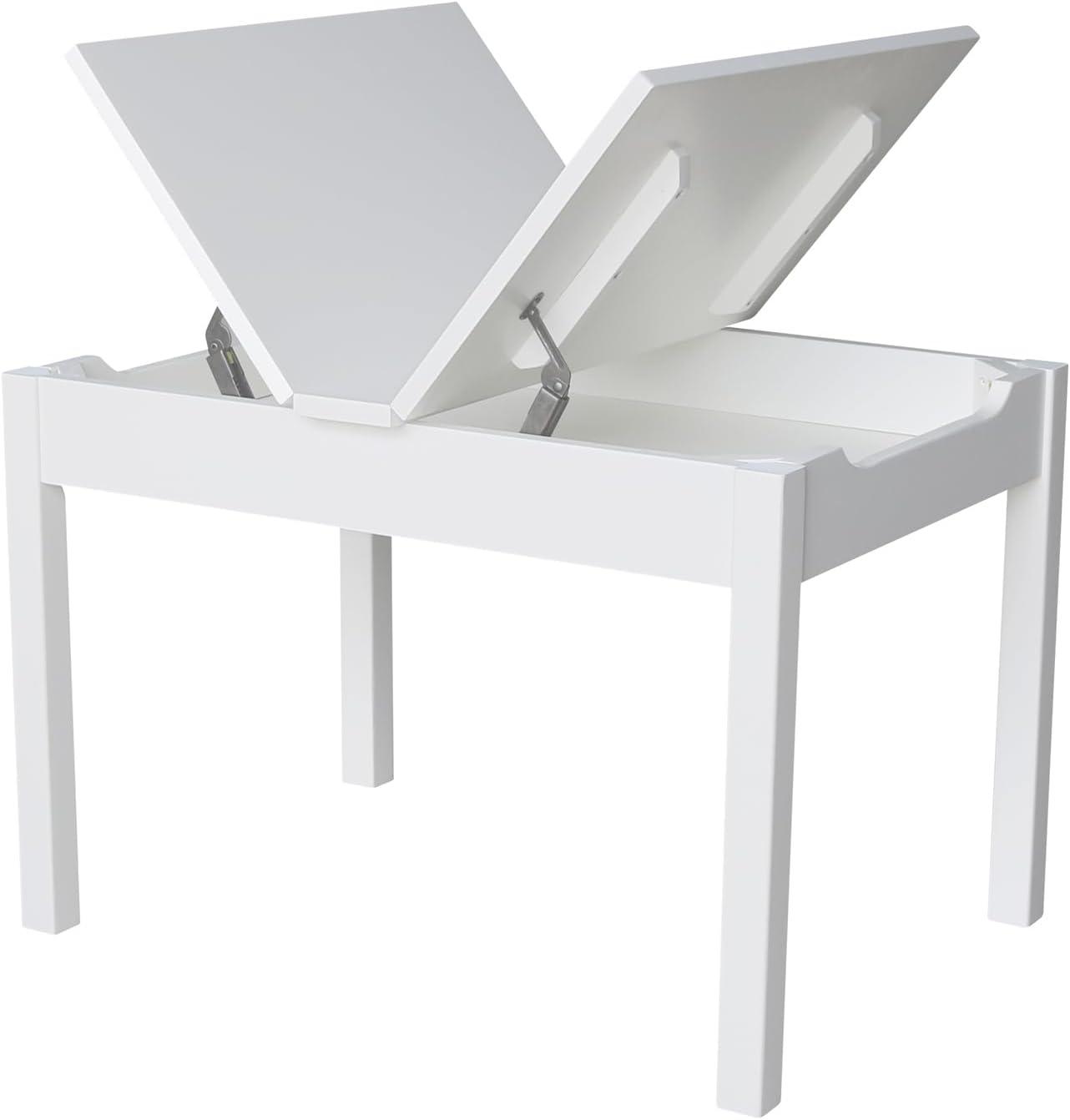 International Concepts Table With Lift Up Top For Storage, White