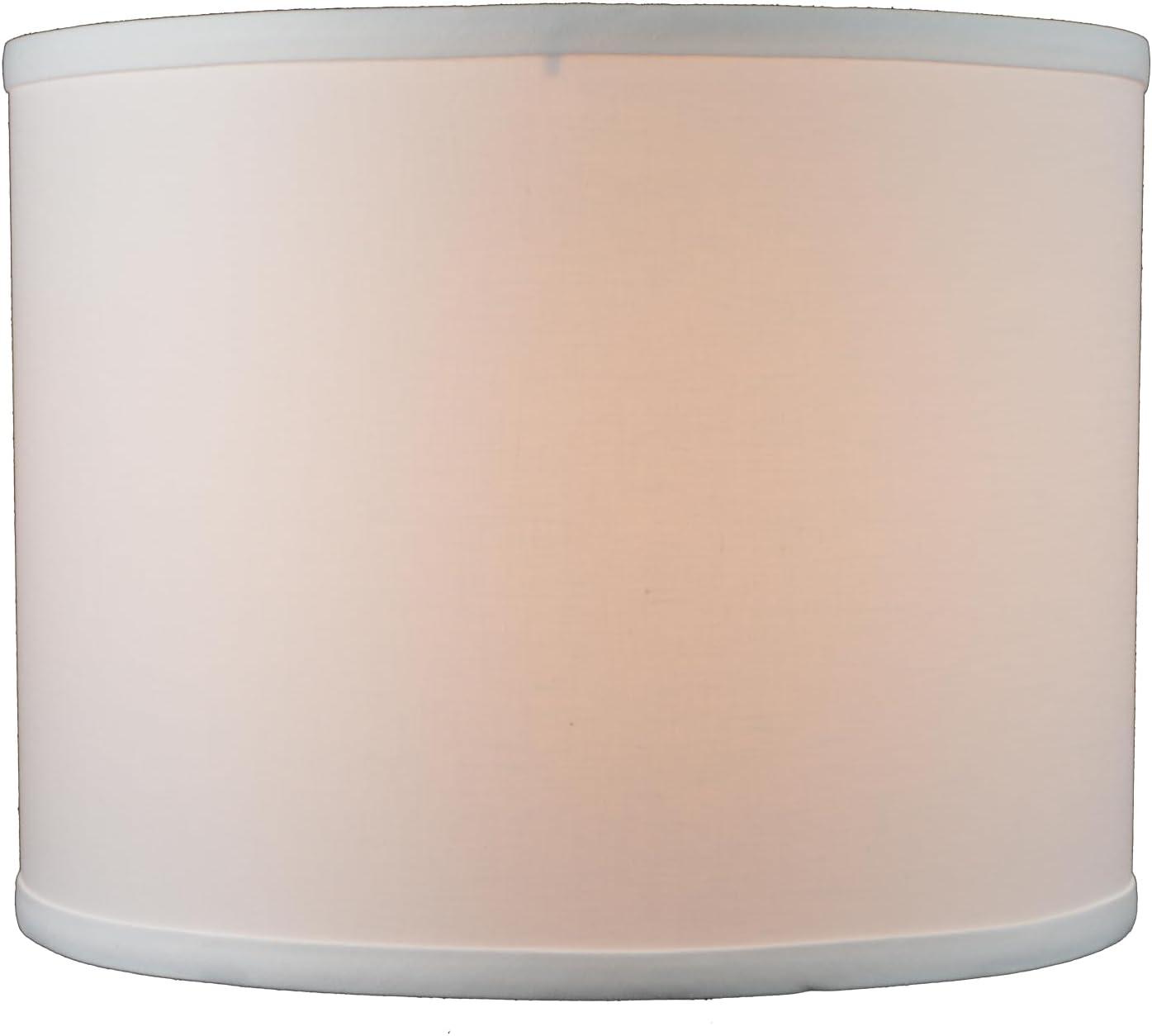 White Linen Drum Lampshade with Nickel Finish, 13"