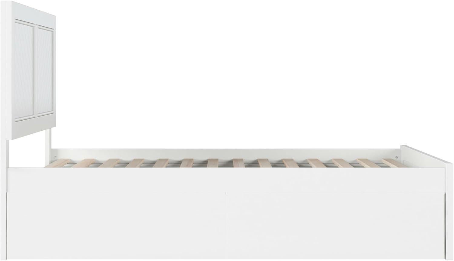 AFI Canyon Cama con Plataforma de Madera Maciza Blanca con Pie de Cama a Juego y Cajones de Almacenamiento, Completo