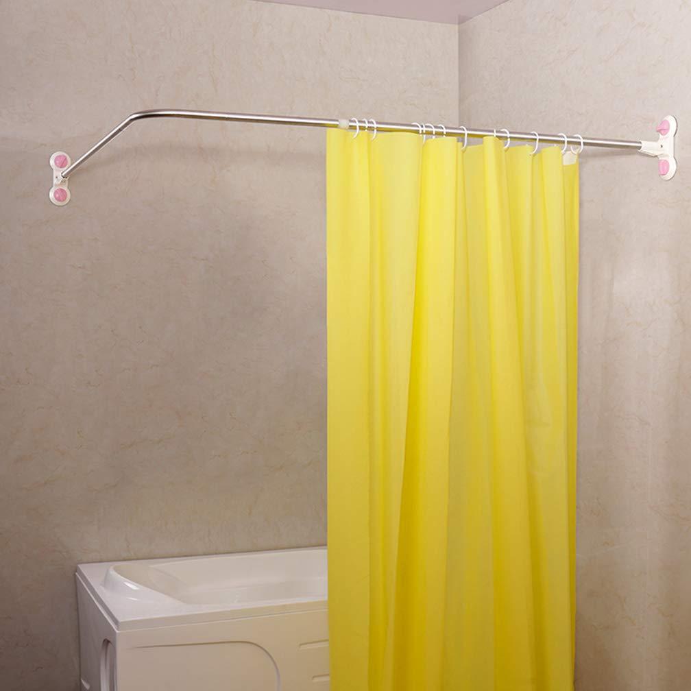 Hershii Curved Corner Shower Curtain Rod Wall Mounted L-Shaped Bathroom Curtain Hanger Pole Decorative Extendable Bathtub Metal Shower Rail Bar 40.15'' x 46.45 ''- 70.86''