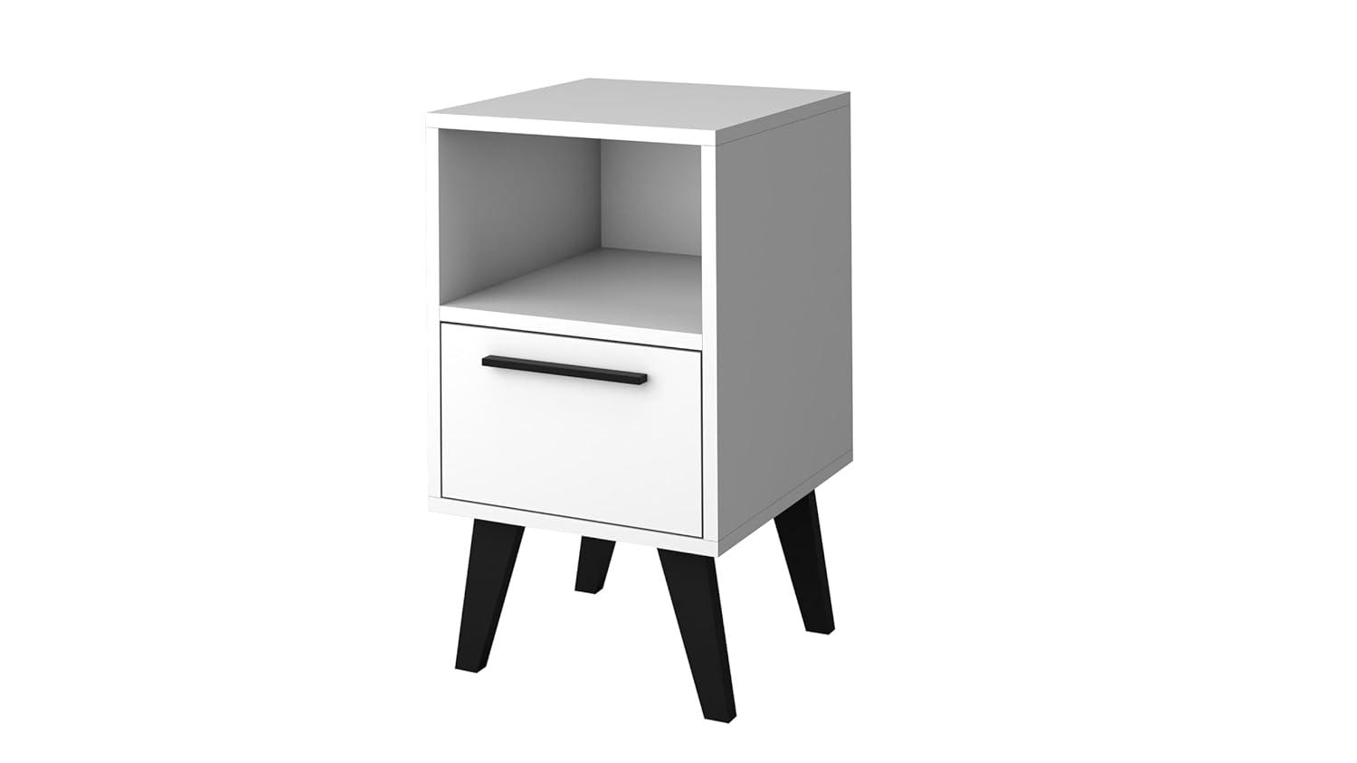 Mid-Century- Modern Amsterdam Nightstand 1.0 with 1 Shelf in White