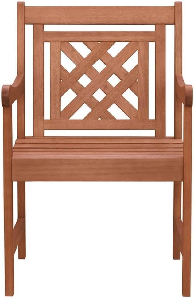 Malibu Elegance Natural Eucalyptus Wood Dining Chair with Cushions