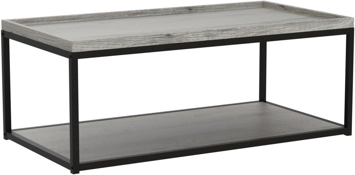 Gray 49.6" Rectangular Metal Frame Coffee Table with Shelf