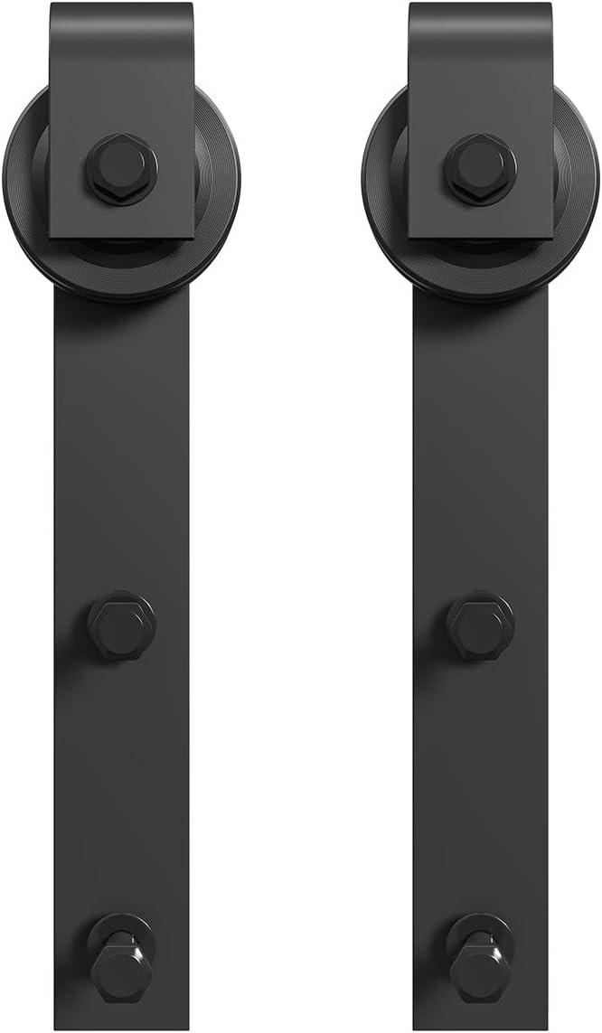 SMARTSTANDARD Sliding Barn Door Hardware Hangers 2pcs (Black) (J Shape Hangers)