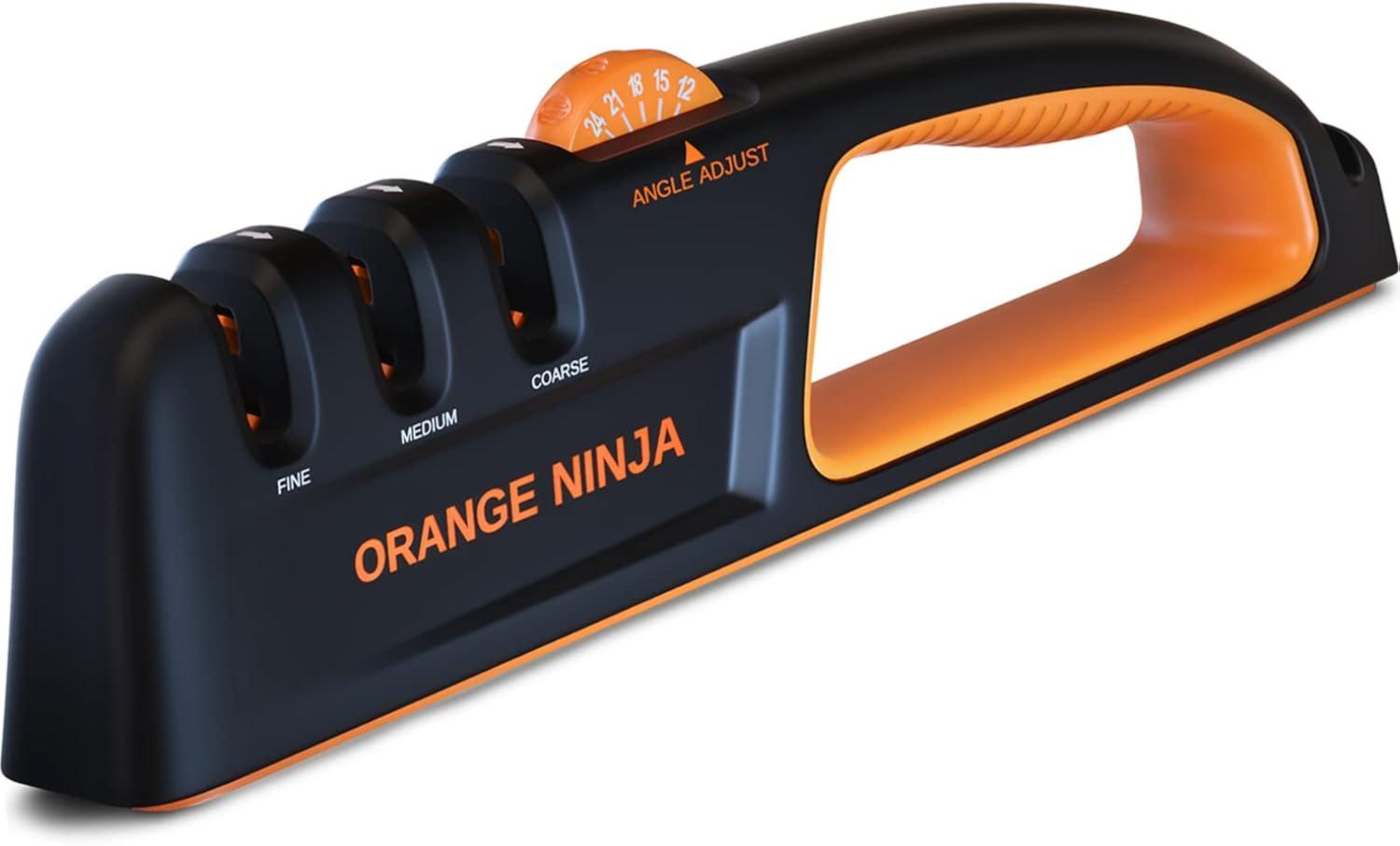 Orange Ninja Knife Sharpeners with 5 Adjustable Sharpening Angle for all Knives