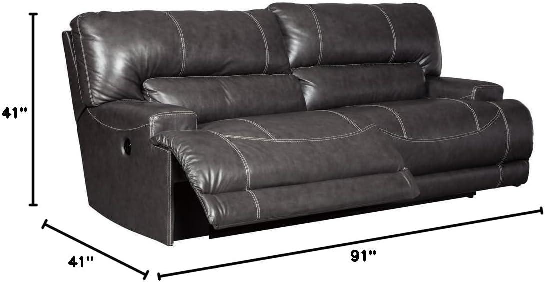 Signature Design by Ashley McCaskill Leather Power Reclining Sofa in Gray